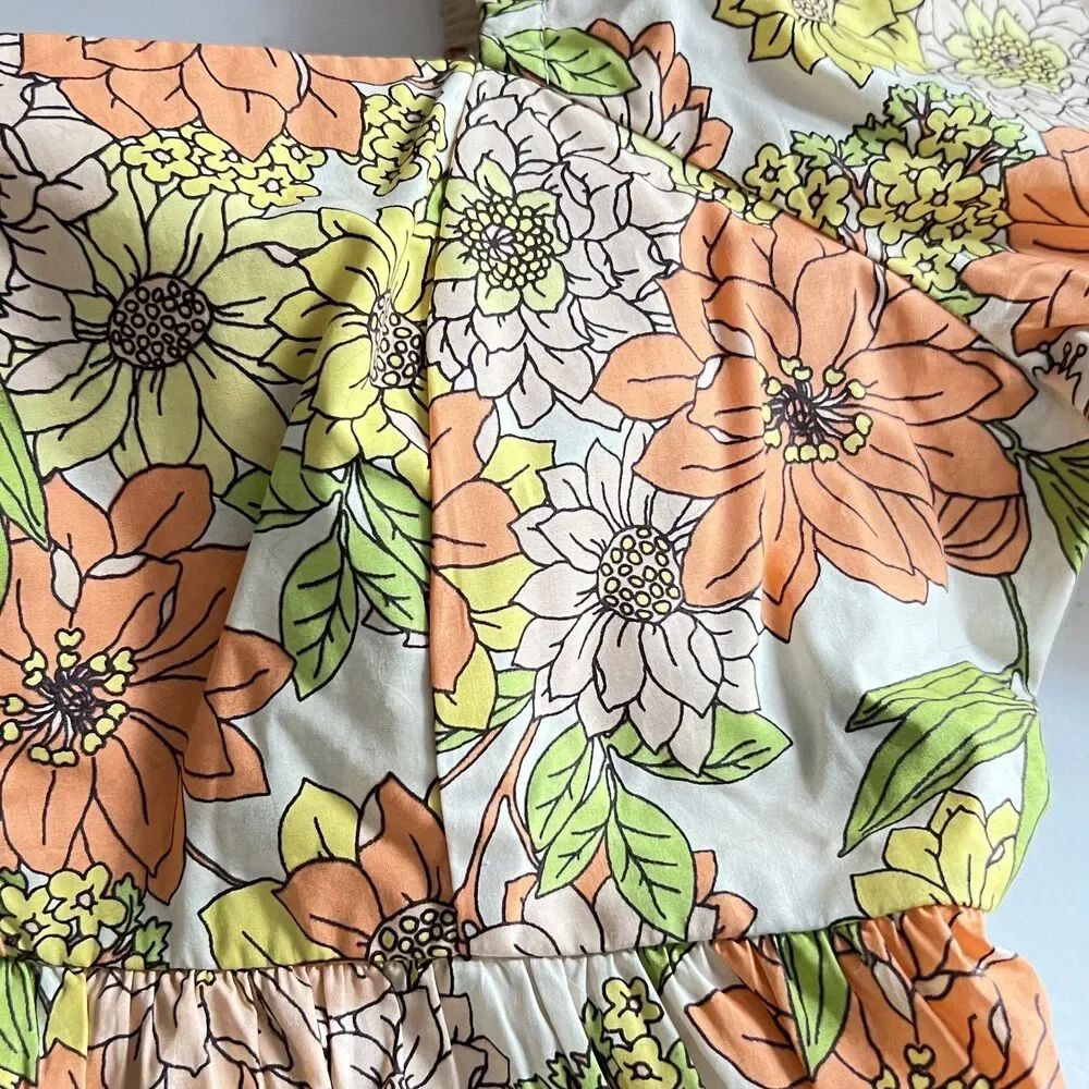 J Crew Smocked Top 14 Zinnia Floral Square Neck Peasant Cottagecore